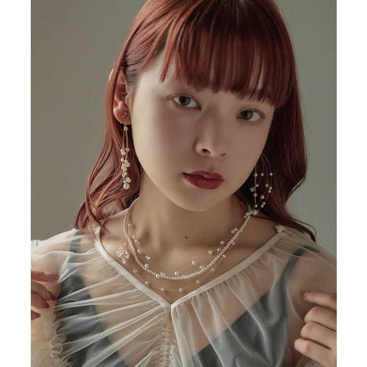 niana ニアナ クリアスレッドパールフラワーモチーフネックレス | Fashion Letter | 詳細画像6 