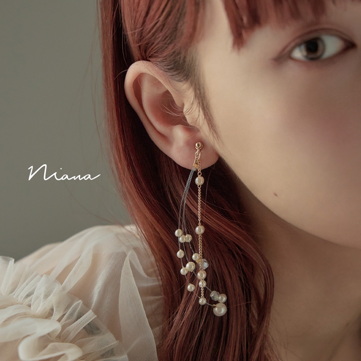 niana ニアナ クリアスレッドパールイヤリング | Fashion Letter | 詳細画像1 