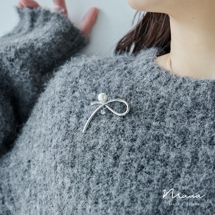 niana ニアナ シンプルラインパールブローチ | Fashion Letter | 詳細画像1 