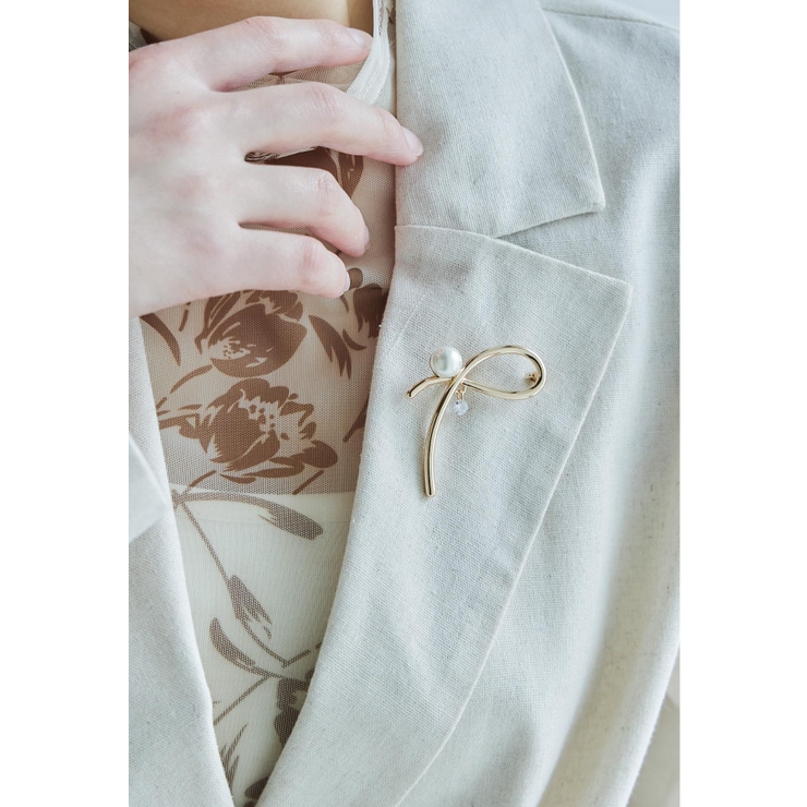 ゴールド | niana ニアナ シンプルラインパールブローチ | Fashion Letter