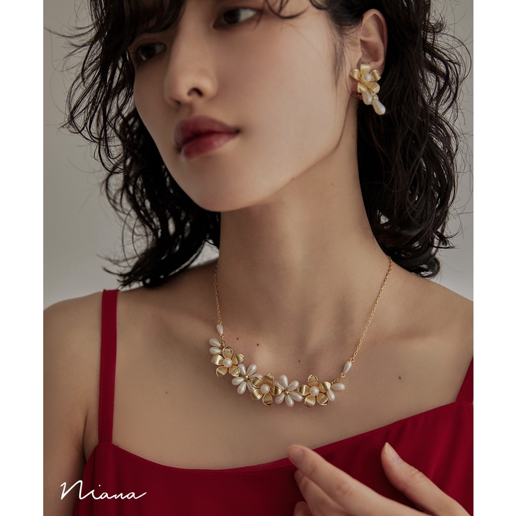 niana ニアナ メタルフラワーパールネックレス | Fashion Letter | 詳細画像1 