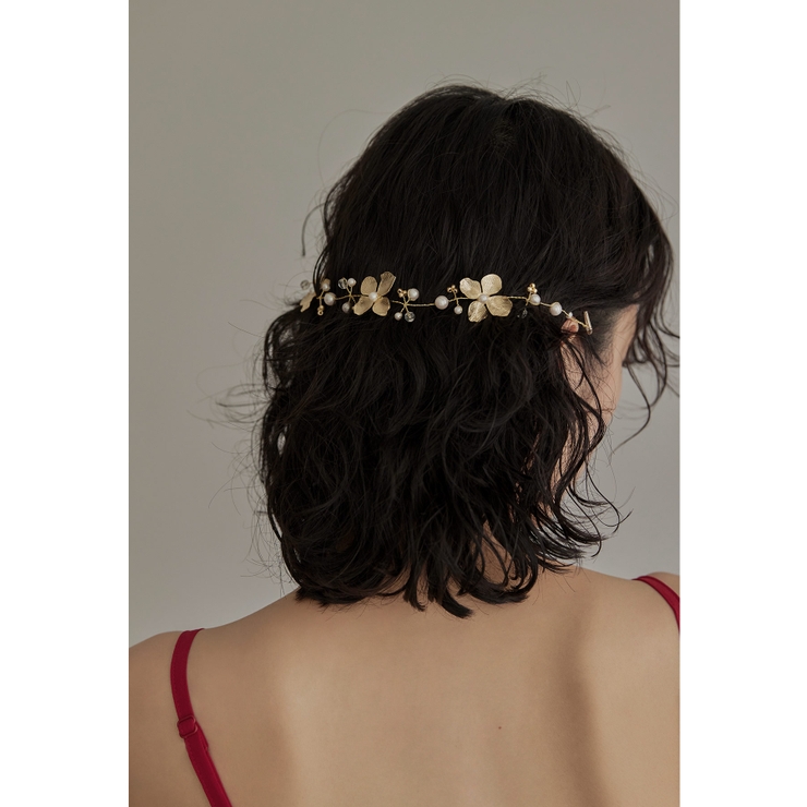 ゴールド | niana ニアナ メタルフラワーパールヘッドドレス | Fashion Letter