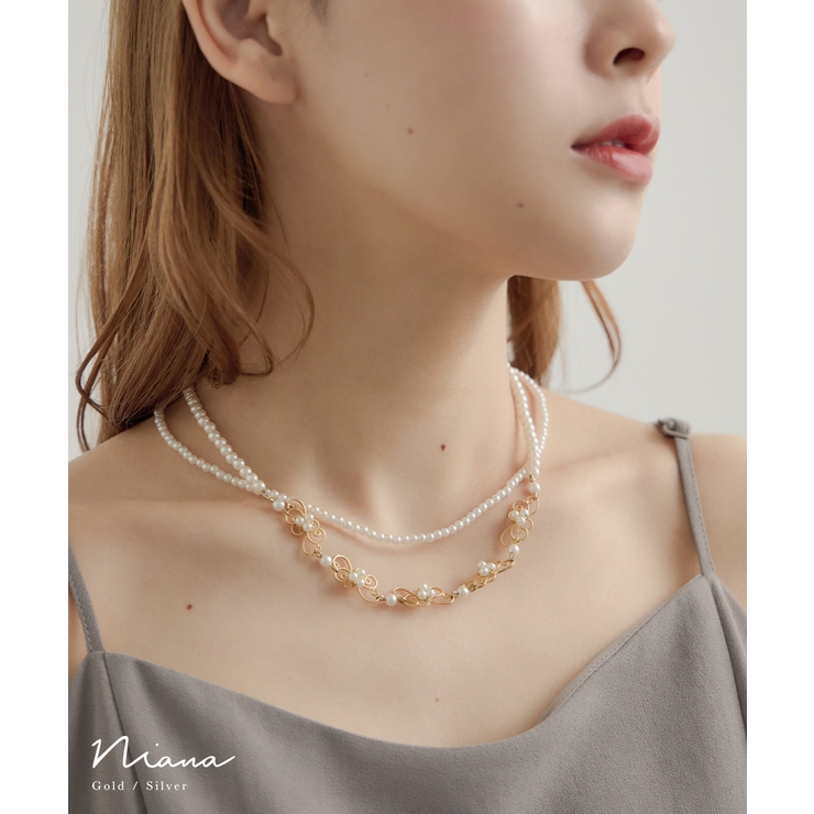 niana ニアナ 3wayパールメタル2連ネックレス | Fashion Letter | 詳細画像1 