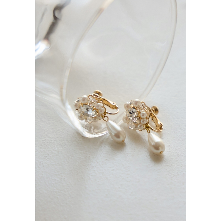 ゴールド | niana ニアナ ドロップパールビジューイヤリング | Fashion Letter