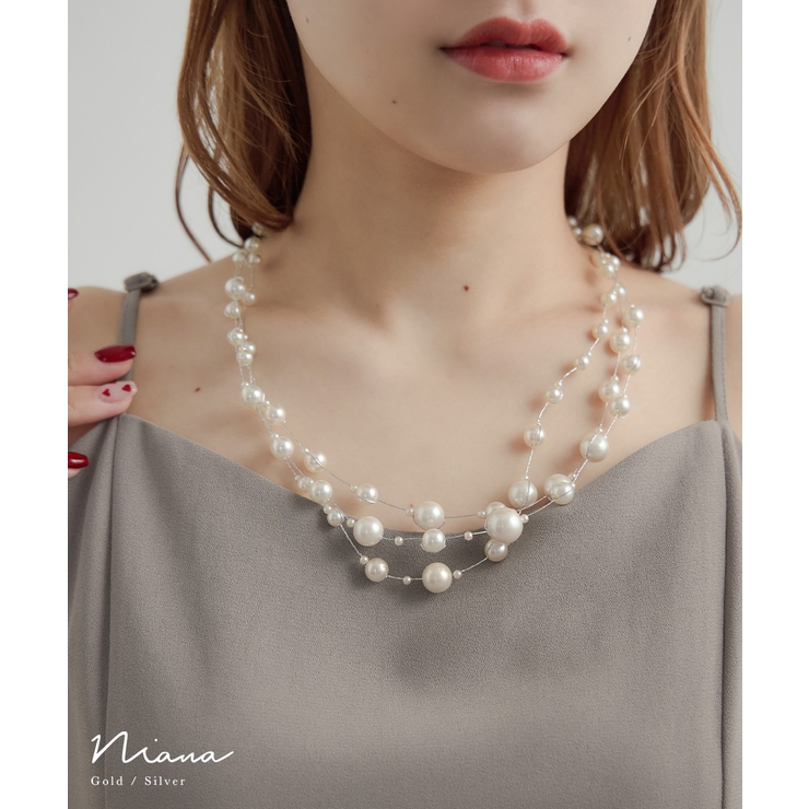 niana ニアナ 3連ボリュームパールロングネックレス | Fashion Letter | 詳細画像1 