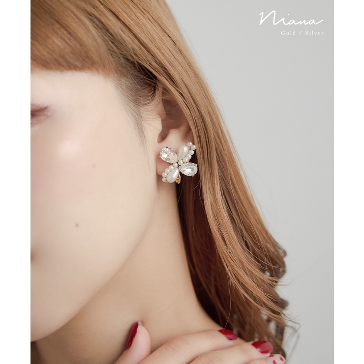 niana ニアナ ビジューフラワーパールイヤリング | Fashion Letter | 詳細画像1 