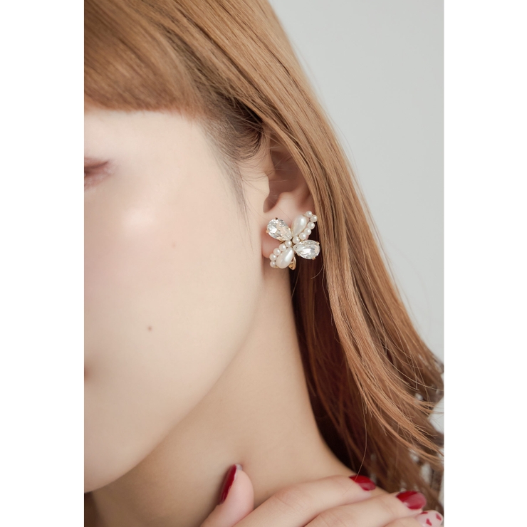 ゴールド | niana ニアナ ビジューフラワーパールイヤリング | Fashion Letter