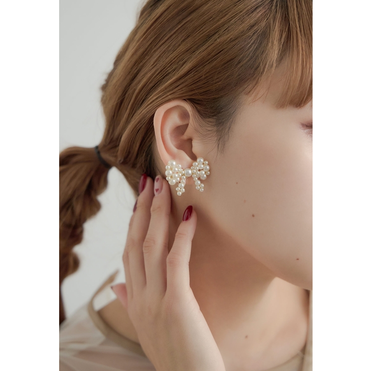 ゴールド | niana ニアナ パールリボンイヤリング | Fashion Letter