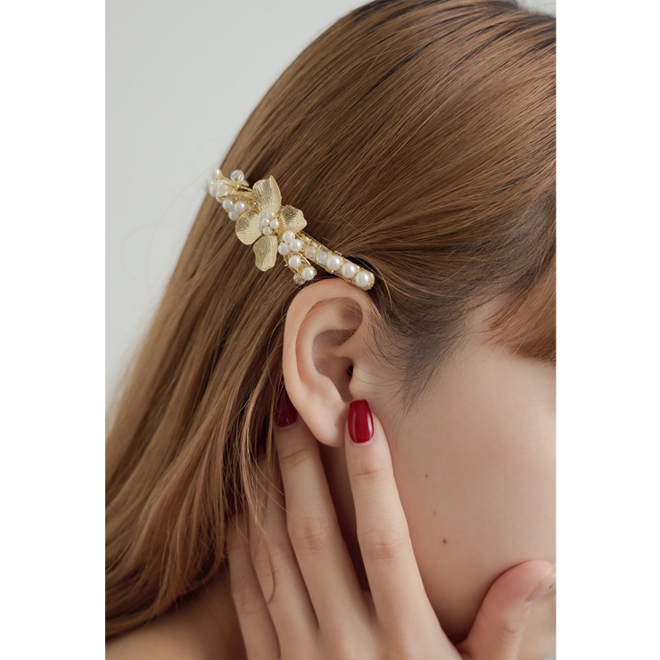 ゴールド | niana ニアナ パールメタルフラワーバレッタ | Fashion Letter