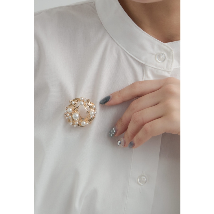 ゴールド | niana ニアナ パールサークルリーフブローチ | Fashion Letter