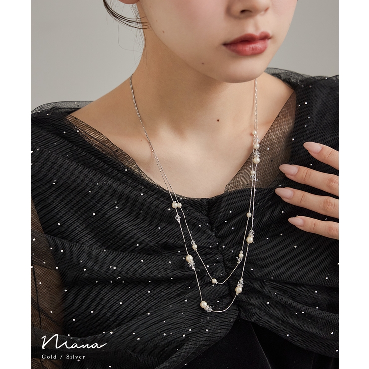 niana ニアナ パールビジュー二連ネックレス | Fashion Letter | 詳細画像1 