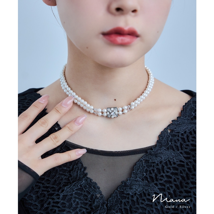 VG Bijoux イタリア製 ハンドメイド ネックレス ビジュー チョーカー niana ニアナ ビジューパールチョーカーネックレス[品番