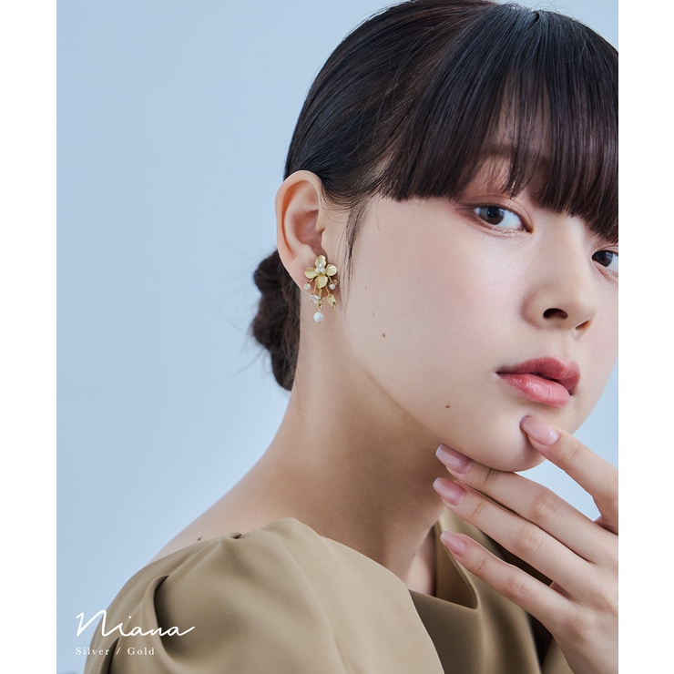 niana ニアナ メタルフラワーパールイヤリング | Fashion Letter | 詳細画像1 