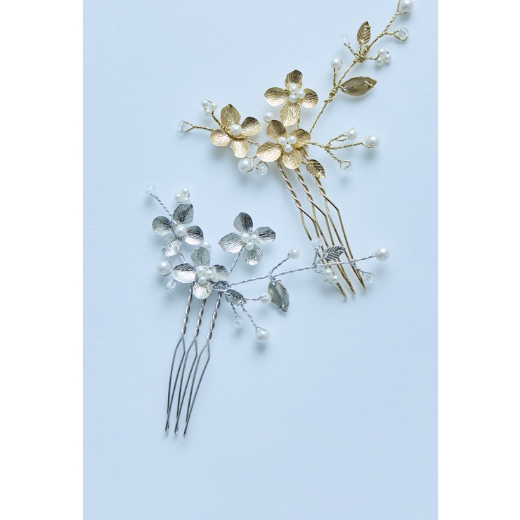 シルバー | niana ニアナ メタルフラワーパールコーム | Fashion Letter