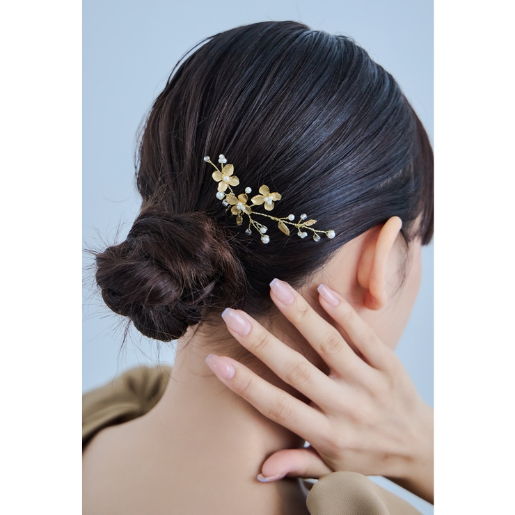 ゴールド | niana ニアナ メタルフラワーパールコーム | Fashion Letter