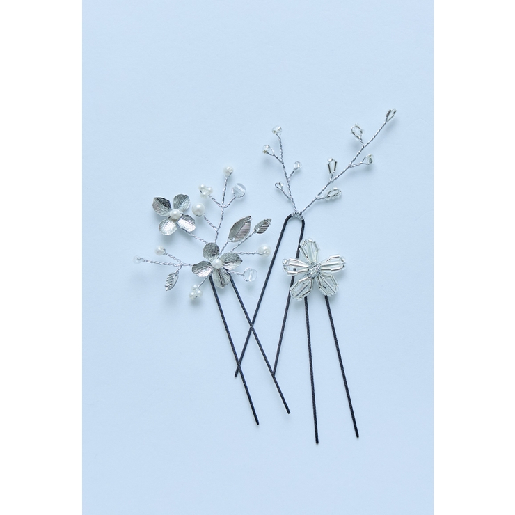 シルバー | niana ニアナ フラワーモチーフヘアピン3本セット | Fashion Letter