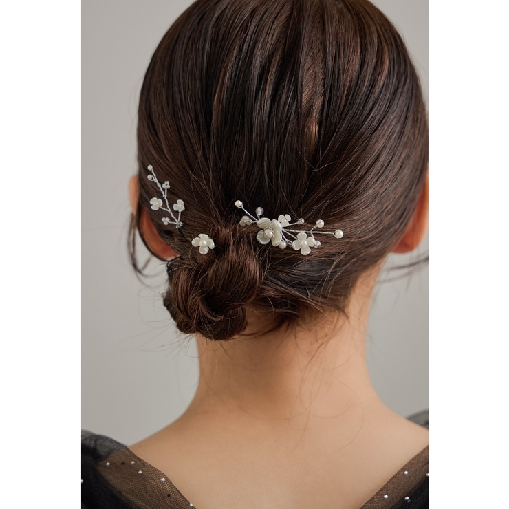 シルバー | niana ニアナ パールフラワーモチーフヘアピン3本セット | Fashion Letter
