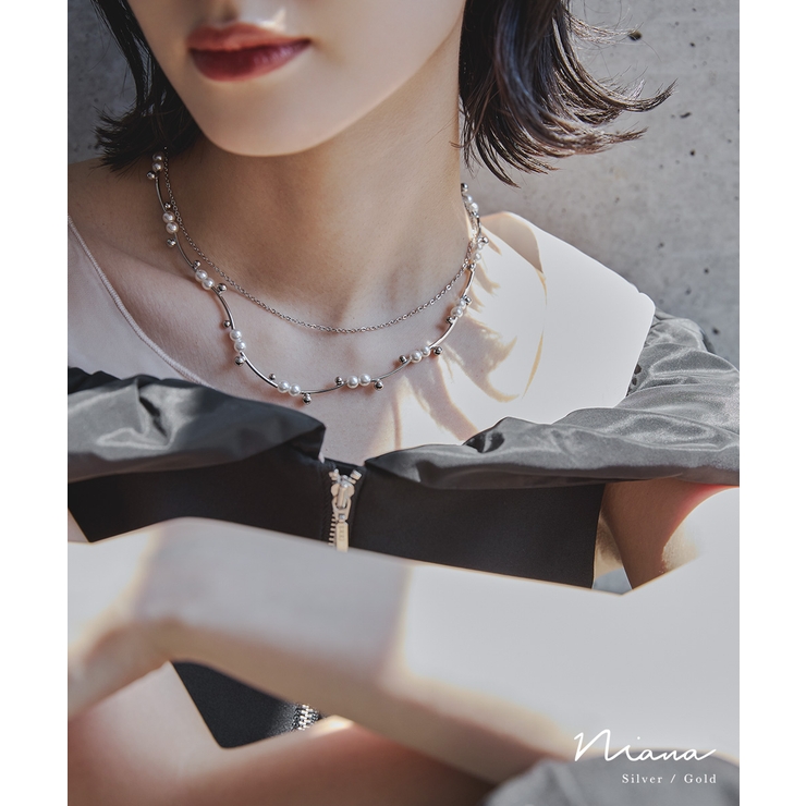 niana ニアナ パールチェーン二連ショートネックレス | Fashion Letter | 詳細画像1 