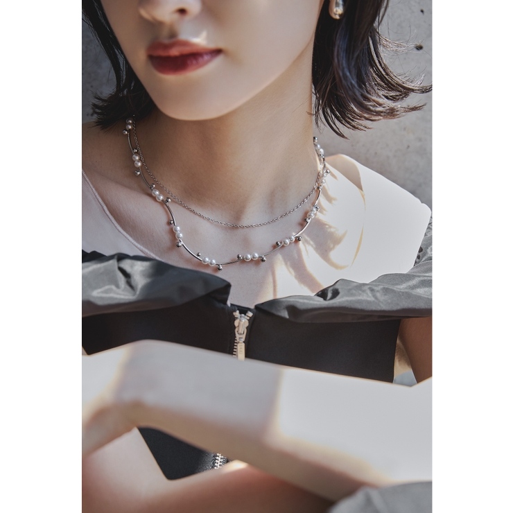 シルバー | niana ニアナ パールチェーン二連ショートネックレス | Fashion Letter
