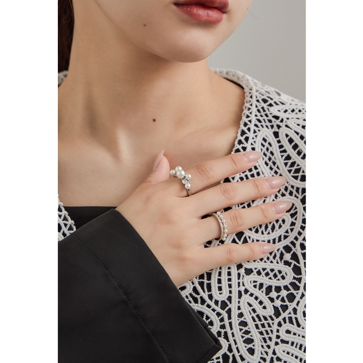 シルバー | niana ニアナ パールビジューリング | Fashion Letter