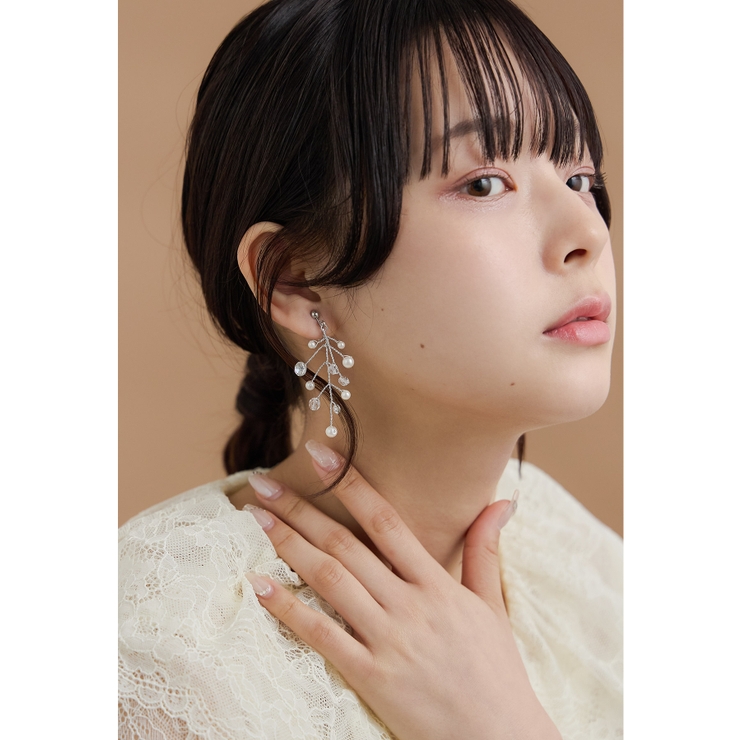 シルバー | niana ニアナ パールビジューブランチイヤリング | Fashion Letter