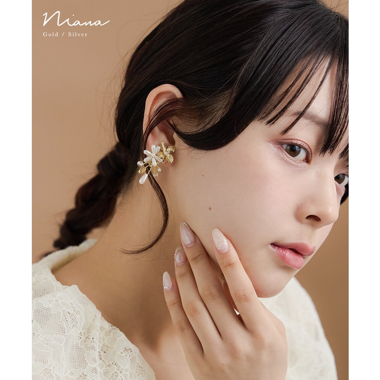 niana ニアナ パールメタルフラワーイヤリング | Fashion Letter | 詳細画像1 