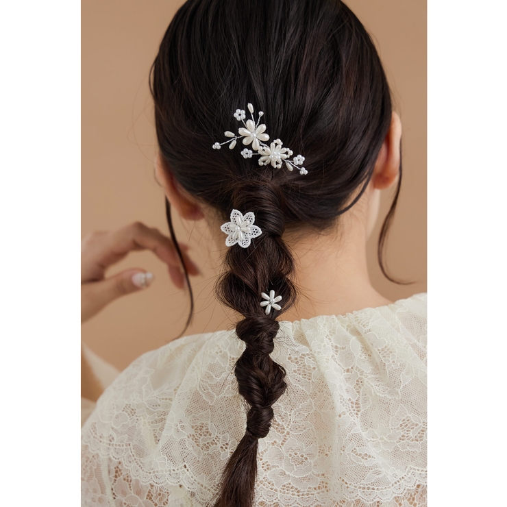 シルバー | niana ニアナ パールレースフラワーヘアピン3本セット | Fashion Letter