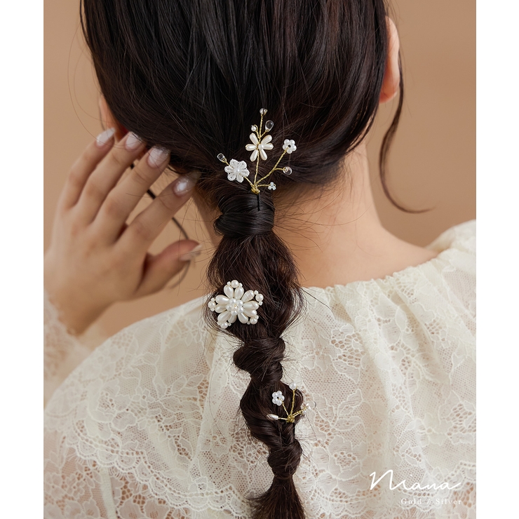 niana ニアナ パールレースフラワーヘアピン3本セット | Fashion Letter | 詳細画像1 