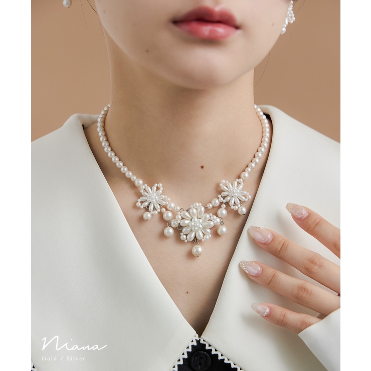 niana ニアナ ボリュームフラワーパールネックレス | Fashion Letter | 詳細画像1 