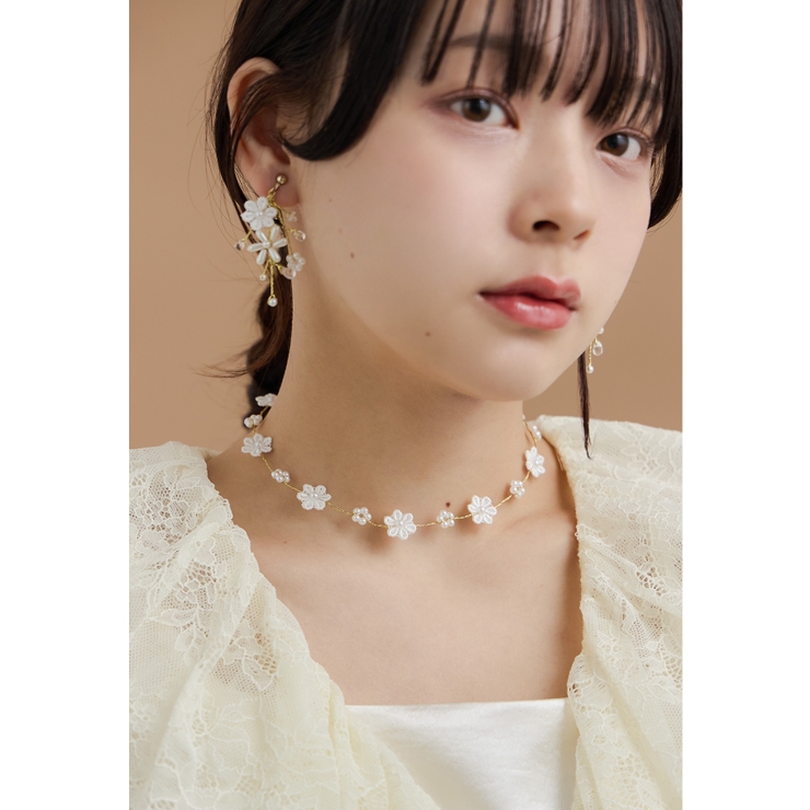 ゴールド | niana ニアナ レースフラワーワイヤーネックレス | Fashion Letter