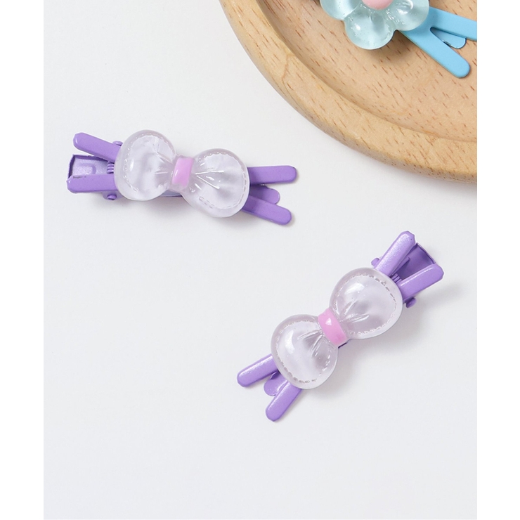 ラベンダー | クリアお花・リボンヘアクリップ２個セット | F.O.Online Store