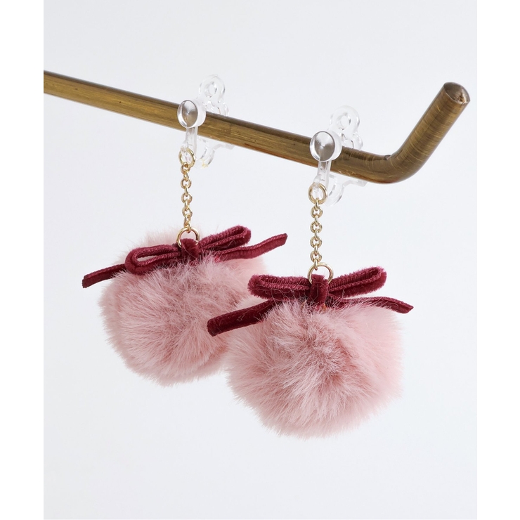 ピンク | リボンファーイヤリング | F.O.Online Store