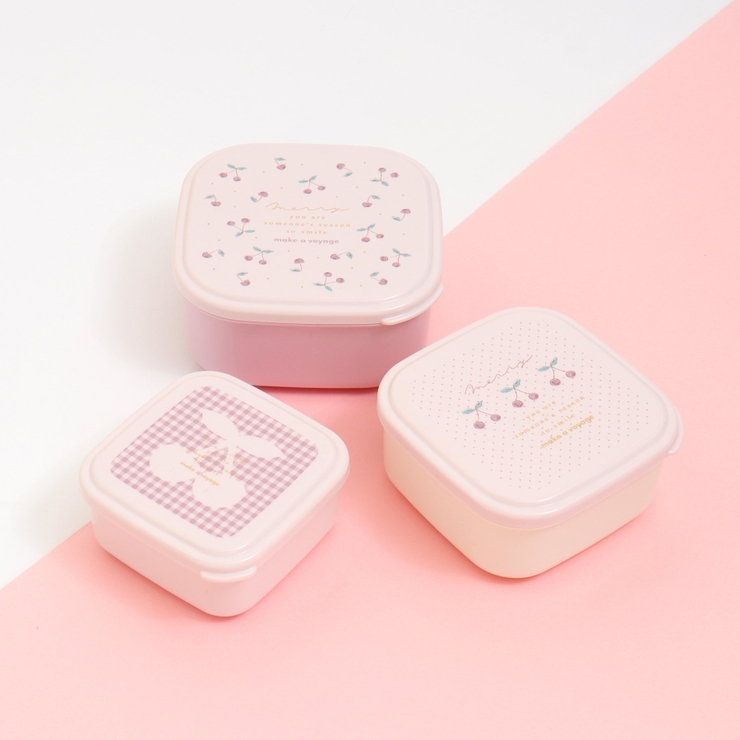 くま・さくらんぼ柄ランチボックス3個セット[品番：FOKK0016955
