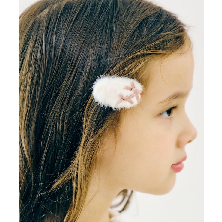 アイボリー | ファーリボンヘアクリップ | F.O.Online Store