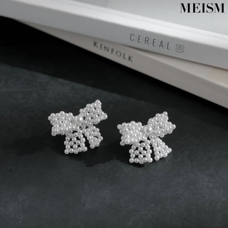 [MEISM by Re:EDIT]フェイクパールリボンモチーフピアス | Re:EDIT | 詳細画像1 