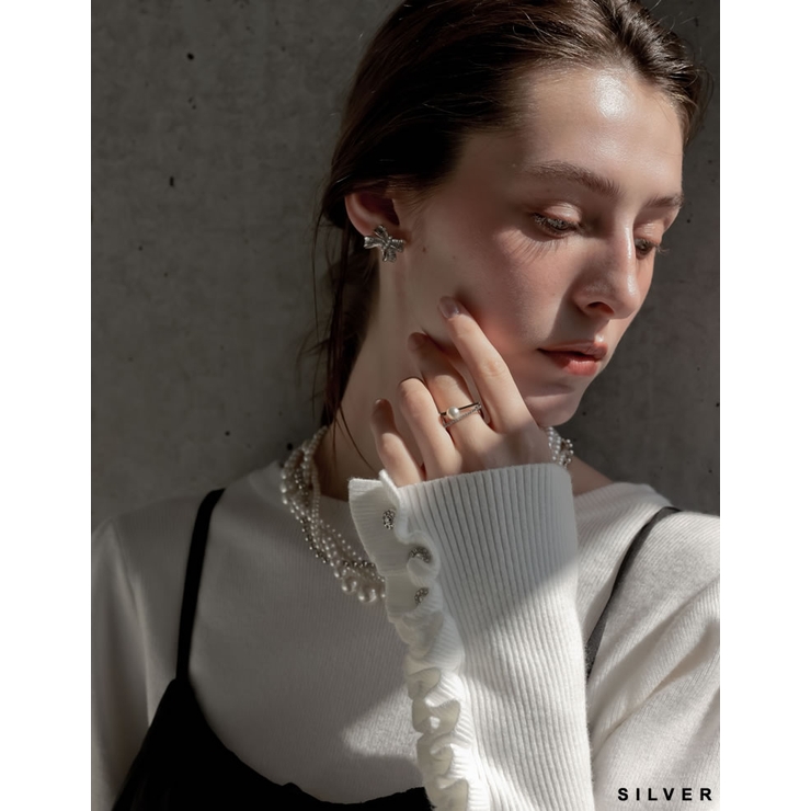 [MEISM by Re:EDIT]2ラインフェイクパールストーンオープンリング | Re:EDIT | 詳細画像5 