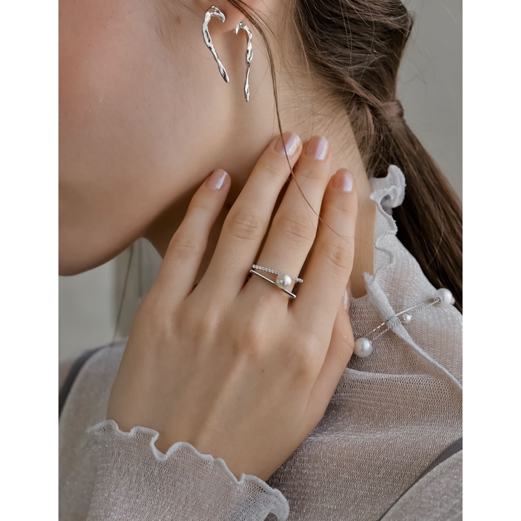 [MEISM by Re:EDIT]2ラインフェイクパールストーンオープンリング | Re:EDIT | 詳細画像6 