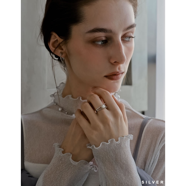 [MEISM by Re:EDIT]2ラインフェイクパールストーンオープンリング | Re:EDIT | 詳細画像7 