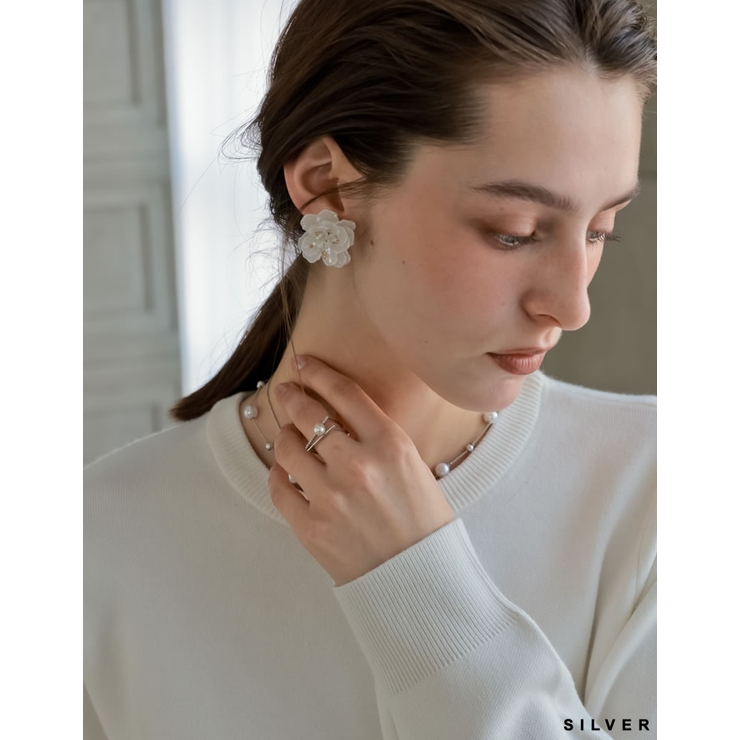 [MEISM by Re:EDIT]2ラインフェイクパールストーンオープンリング | Re:EDIT | 詳細画像8 