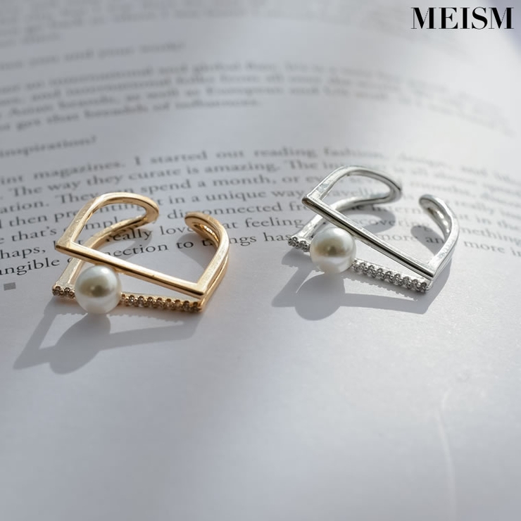 [MEISM by Re:EDIT]2ラインフェイクパールストーンオープンリング | Re:EDIT | 詳細画像1 