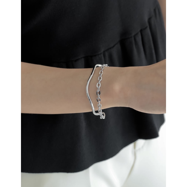 シルバー(513) | ニュアンスカーブ×チェーンコンビバングル | Re:EDIT