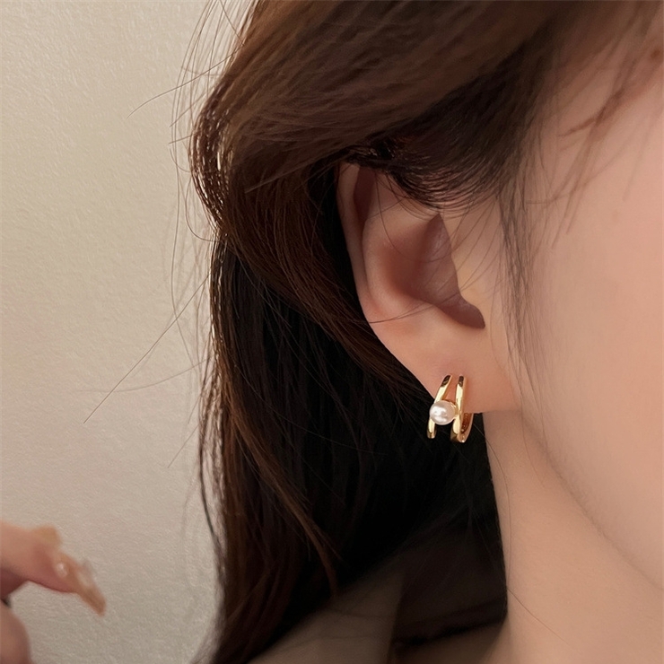2Pset パールキャッチフープピアス(大)（ピアス（両耳用
