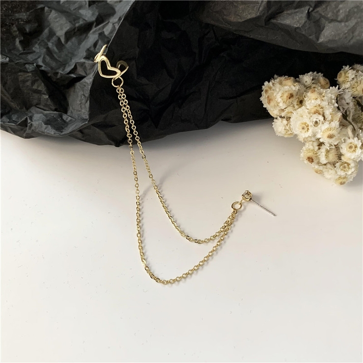 ゴールド | ハートモチーフイヤーカフチェーンピアス 9420 | G&L Style