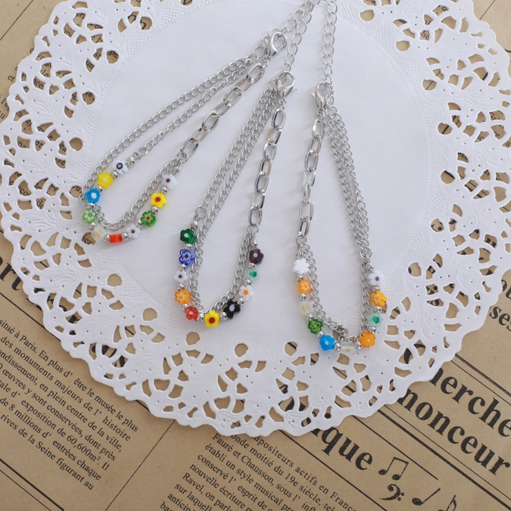 フラワーモチーフシルバーブレスレット 9709[品番：XB000010001]｜G&L