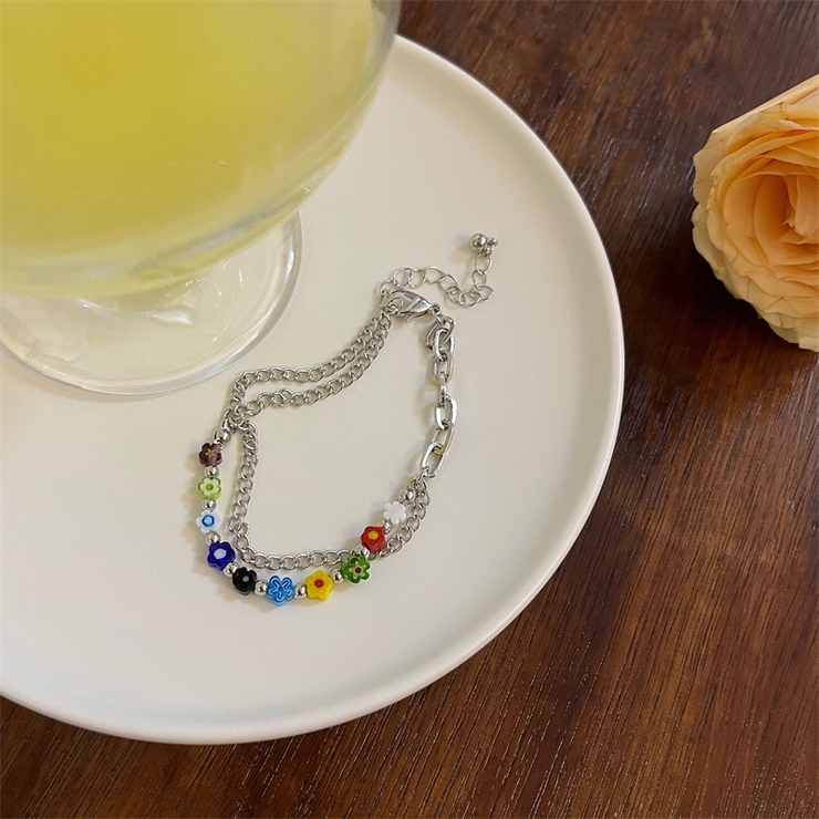 フラワーモチーフシルバーブレスレット 9709[品番：XB000010001]｜G&L