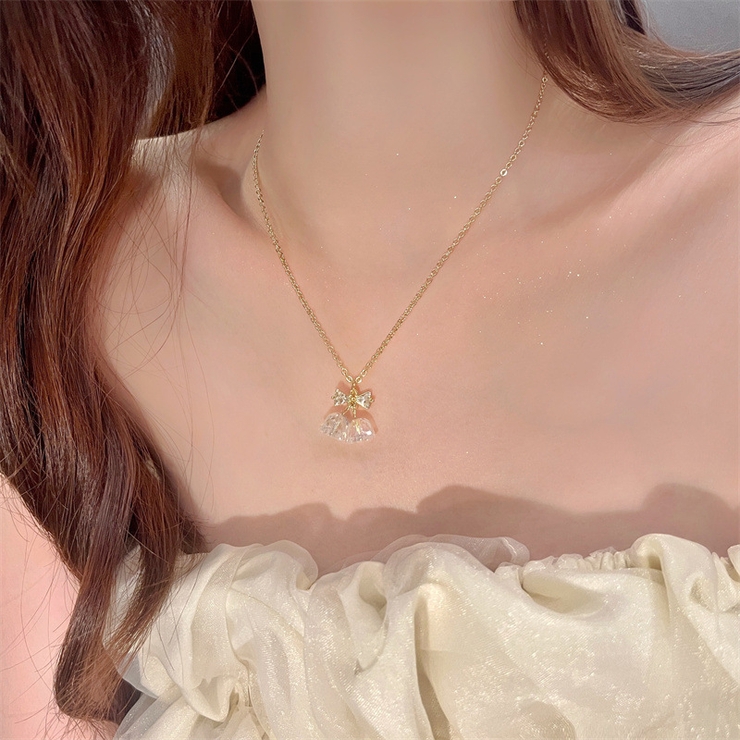 リボンモチーフストーンネックレス 9739[品番：XB000010049]｜G&L 
