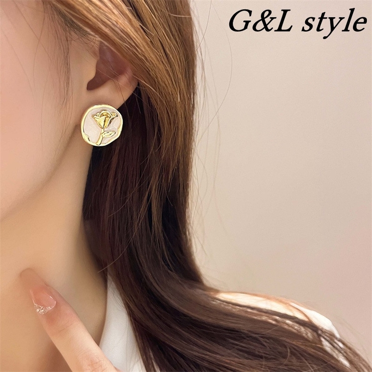 ローズモチーフゴールドフレームピアス 9774 | G&L Style | 詳細画像1 