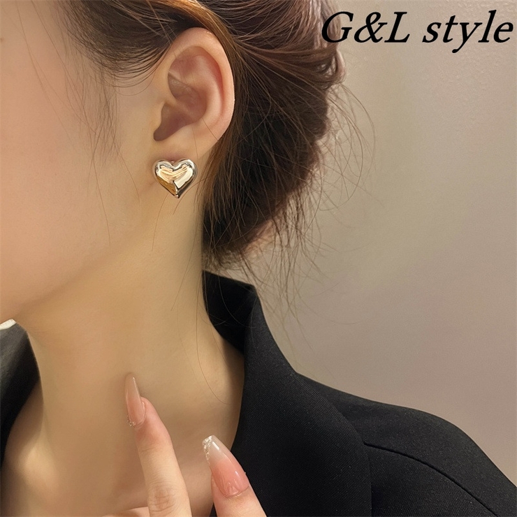 シルバー♡ハート型ピアス ハートモチーフシルバーピアス 9868[品番：XB000010175]｜G&L Style