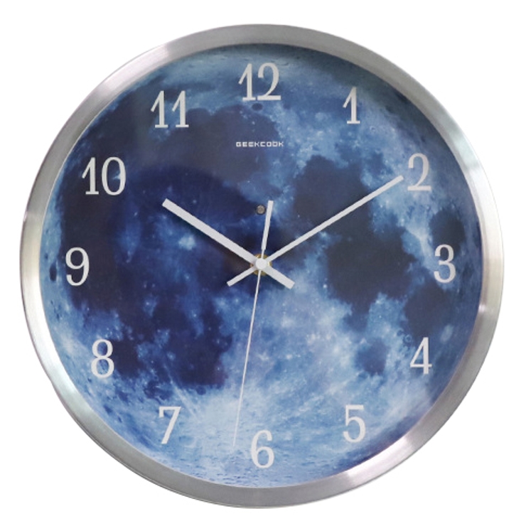 シルバー | 光る 月面 壁掛け時計 | GOLWIS
