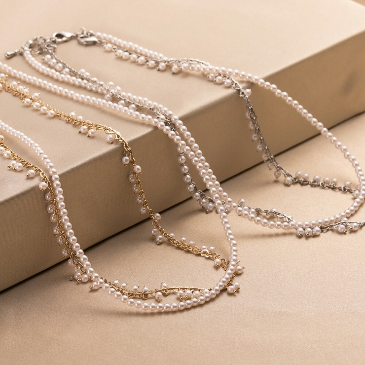 小粒パール&フリンジパール2連ネックレス ネックレス 2連 | epicday | 詳細画像2 